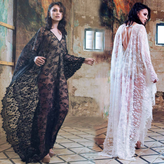 Women Fashion Photoshoot - Robe longue ample en dentelle pour