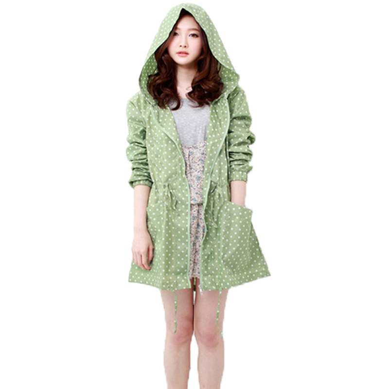 Women'S Fashion Raincoat - Imperméable imprimé à pois pour femmes