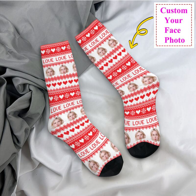 Women Fashion Youtube - Noël personnalisé visage Photo robe chaussettes
