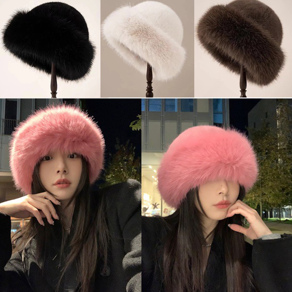 Bucket Hat Women - Nouveau chapeau d'hiver en fourrure moelleuse,