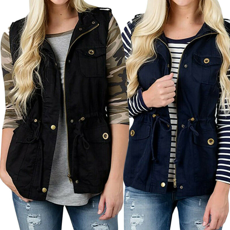 Women'S Fashion Utility Vest - GlaOlive Cargo Utility Jacket for Women,