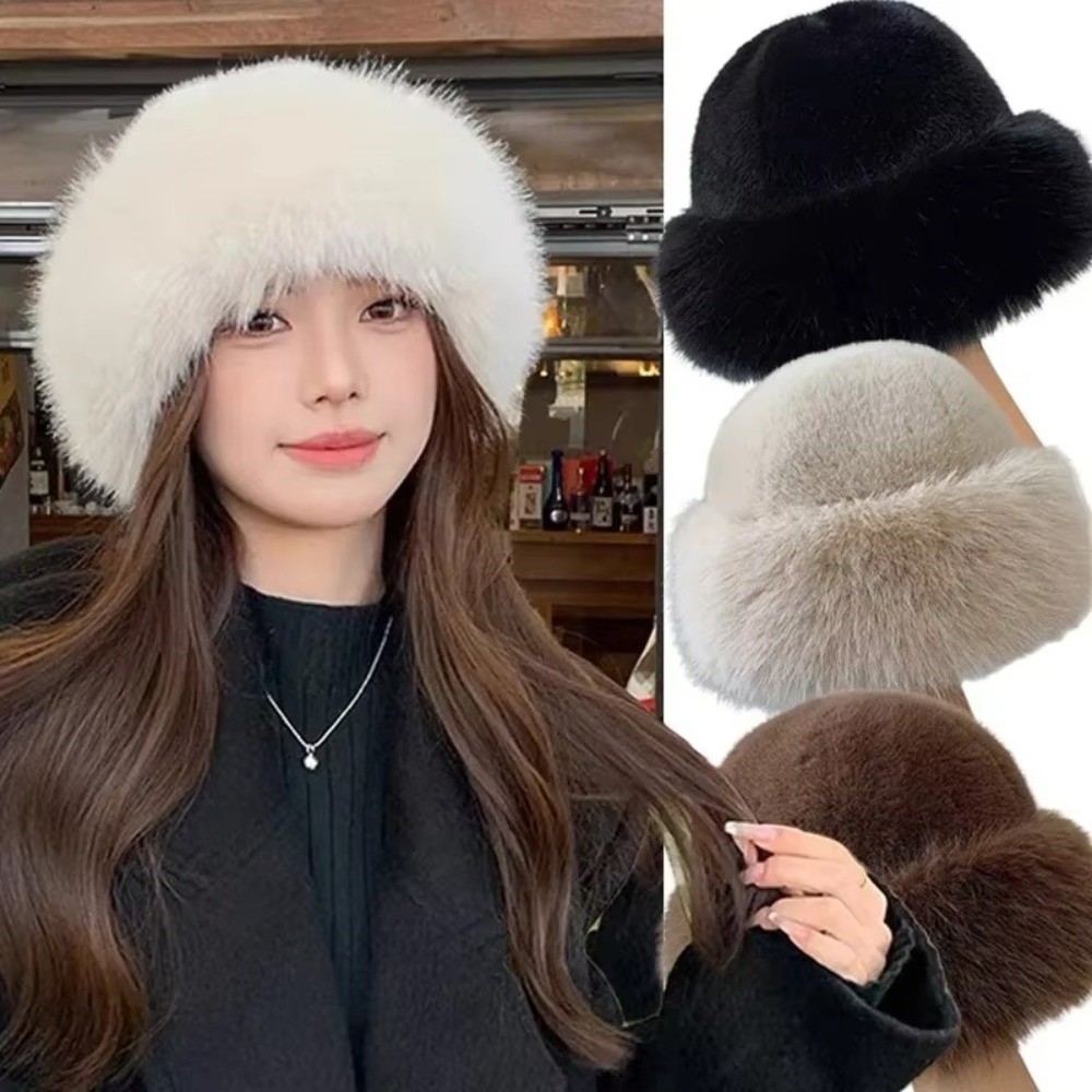 Chapeau d'hiver en fourrure mo - Bucket Hat Women avis et prix