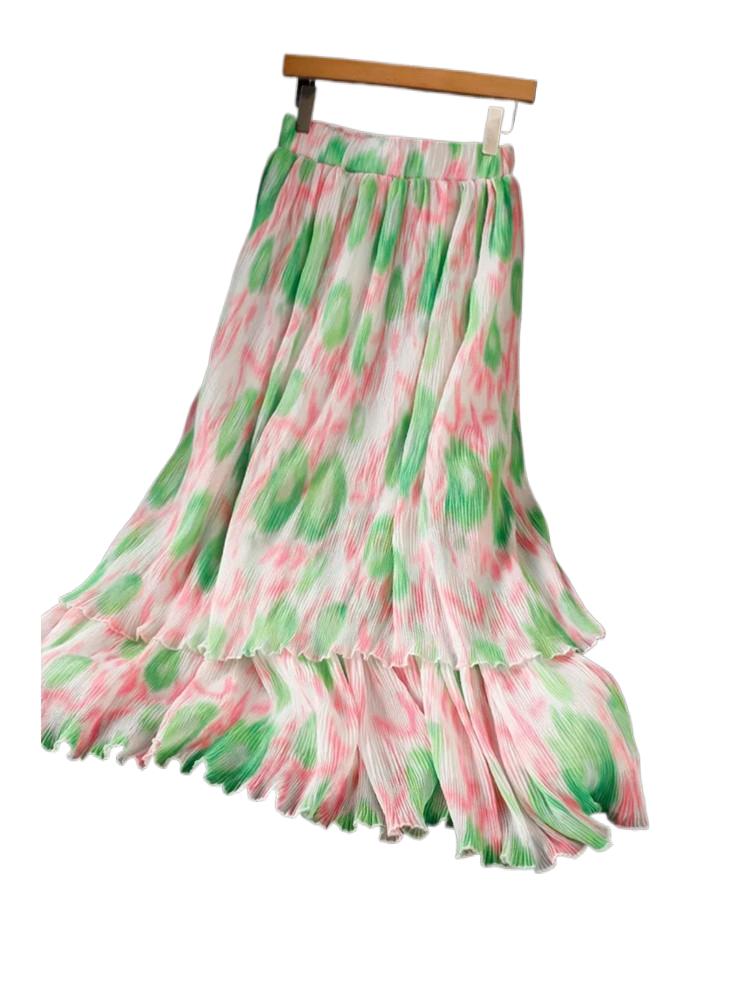 Jupe plissée en mousseline de  - Pleated Skirt Women avis et prix