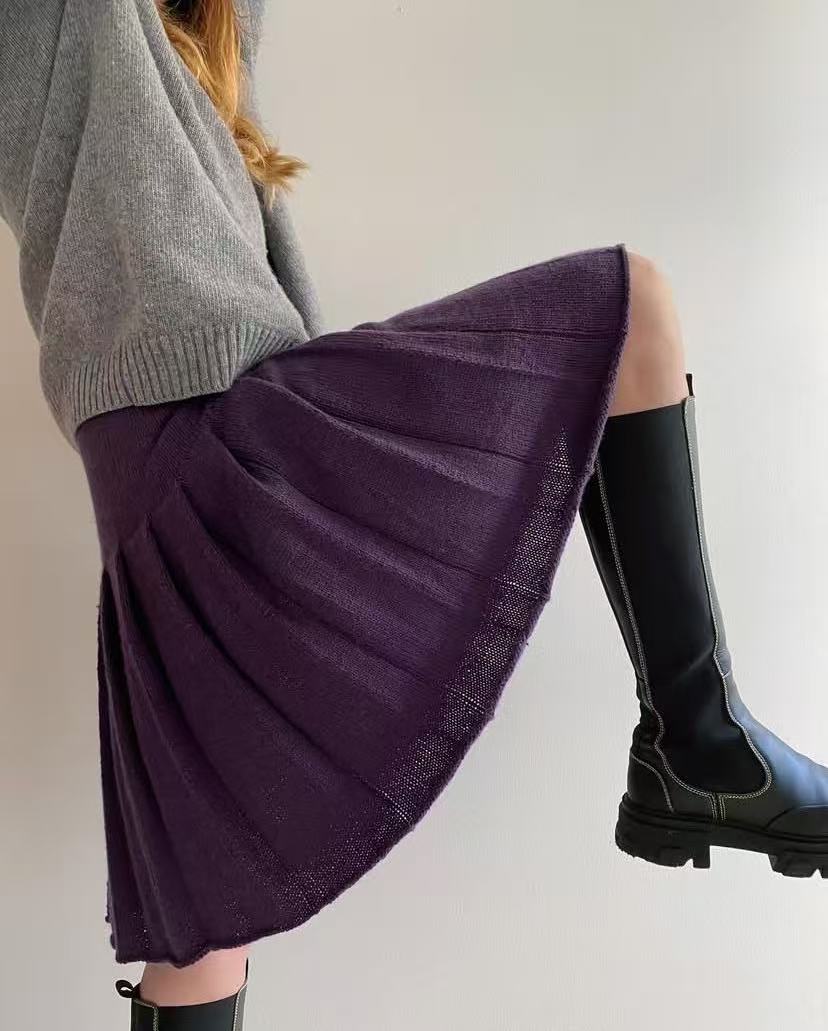 Jupe plissée rétro taille haut - Pleated Skirt Women avis et prix