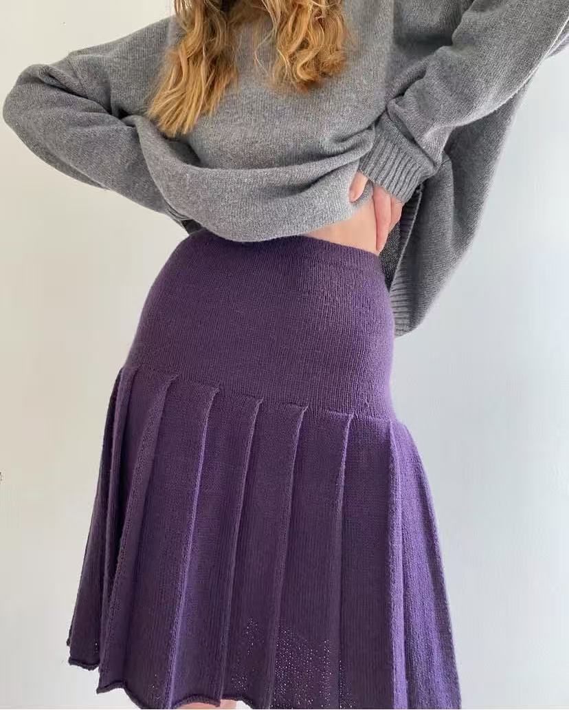 Jupe plissée rétro taille haut - Pleated Skirt Women avis et prix