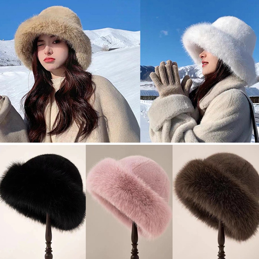 Chapeau chaud en fourrure moel - Bucket Hat Women avis et prix