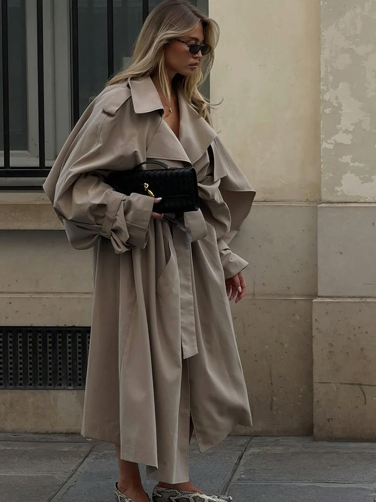Trench-Coat à revers solide po - Women'S Fashion Raincoat avis et prix